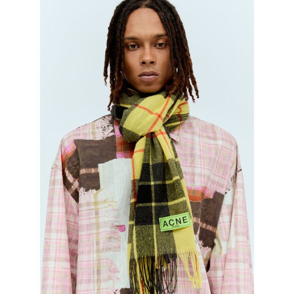 Acne Studios Men Check Fringe Scarf